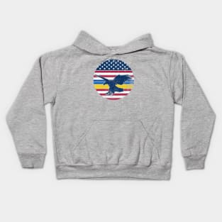 Ukraine and American Flag with Eagle Kids Hoodie